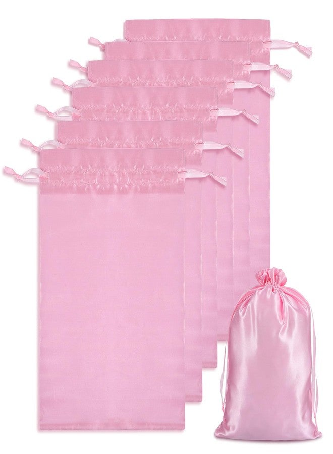Shimmeroo 6Pcs Wig Bags Storage,Pink Wig Bags with Satin Drawstring Storage for Wigs Extension Bundle - Image 1